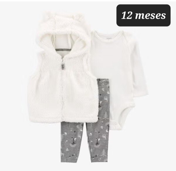 Producto - Trio carters chaleco body y pantalon talle 12 meses blanco