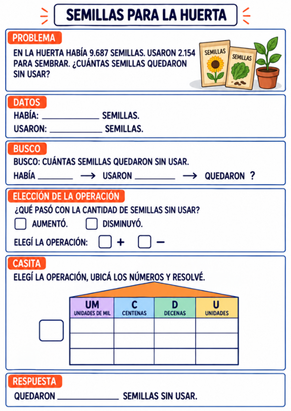 Producto - Resuelvo con casitas: Sumas y Restas con Números de 4 Cifras - 9