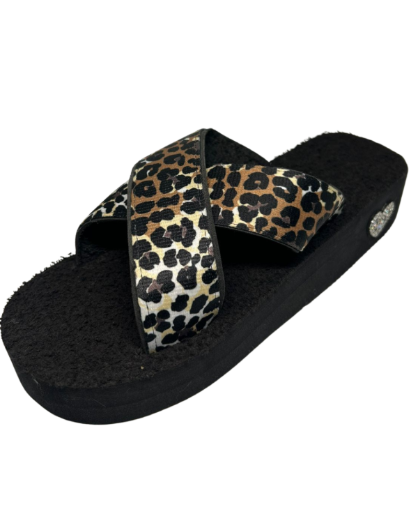 Producto - Ojotas con Plataforma y Tiras Cruzadas Leopardo