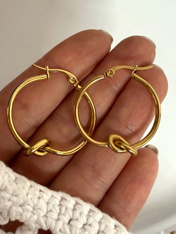 Producto - AD486 Aros argolla nudo 3cm acero dorado