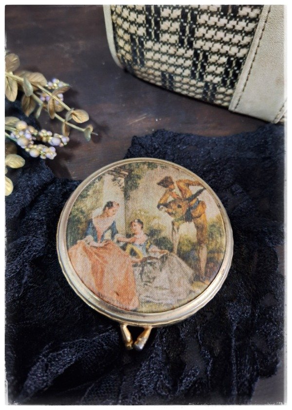 Producto - Polvera Redonda Con impresión en seda