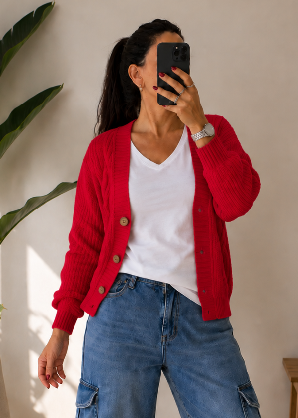 Producto - Cardigan Acrilico Rojo