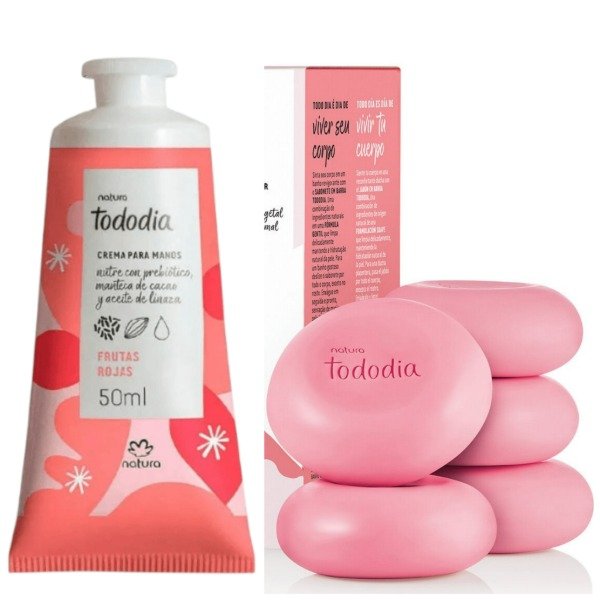 Producto - Jabónes hidrantante x 5 + hidratante de manos 50ml - frutas rojas