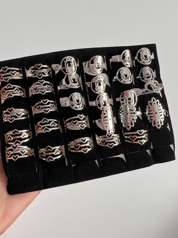 Producto - 4 anillos de acero blanco oferta