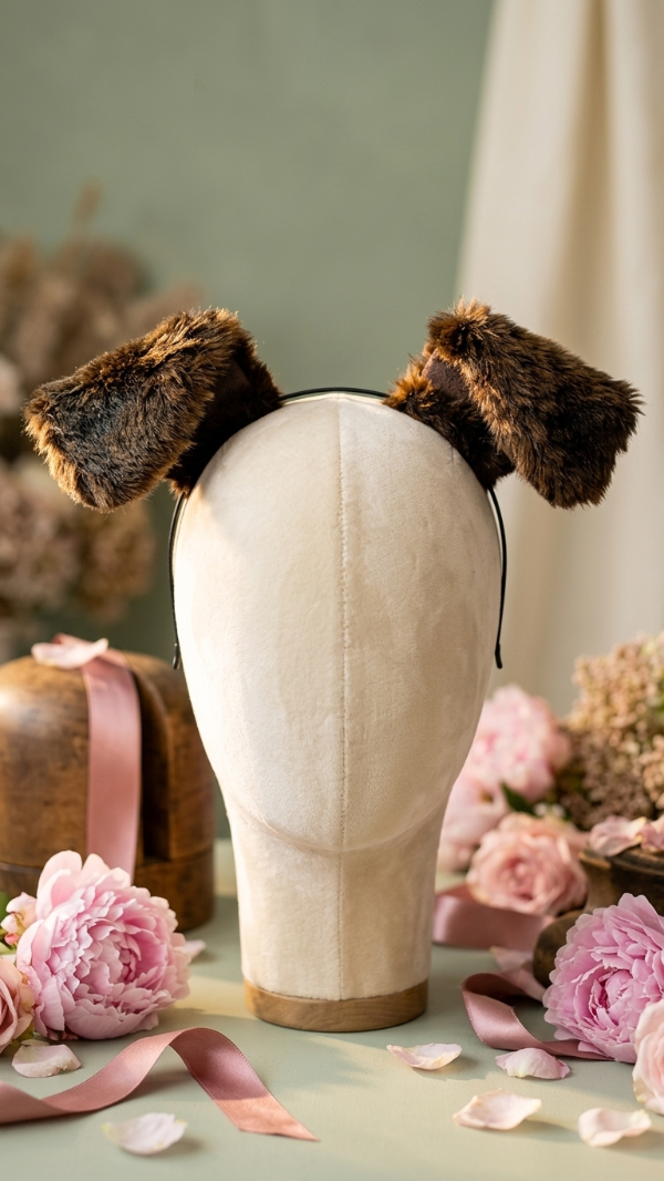 Producto - Vincha de perro en peluche marron