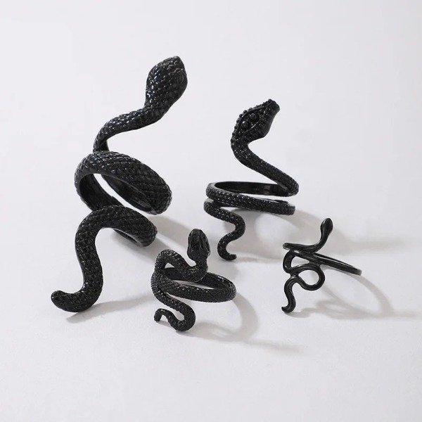 Producto - Set anillos x4 Serpientes negras