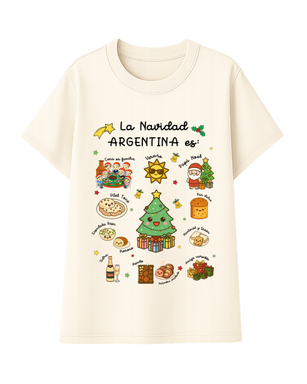 Producto - Remera Algodón La Navidad Argentina - Blanco Crudo