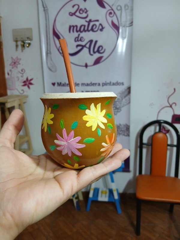 Producto - Mate de calabaza "FLORCITAS SILVESTRES" - 0