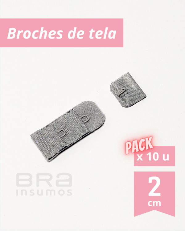 Producto - Pack x 10 unidades - Broches de tela 2 cm - Gris