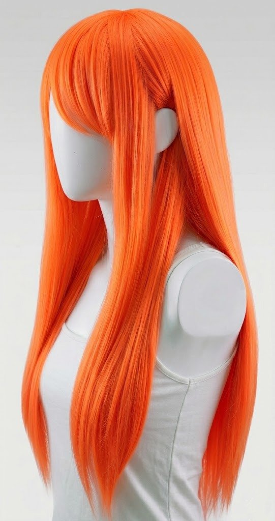 Producto - Peluca larga lacia naranja fluo