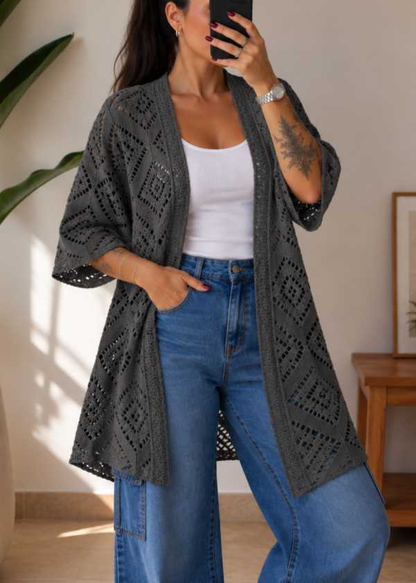 Producto - Kimono Calado - Gris oscuro