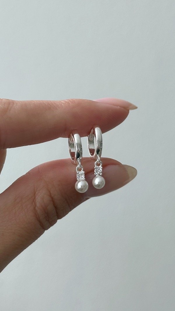Producto - Argollas 11mm lisas dije perla y cubic mini P925