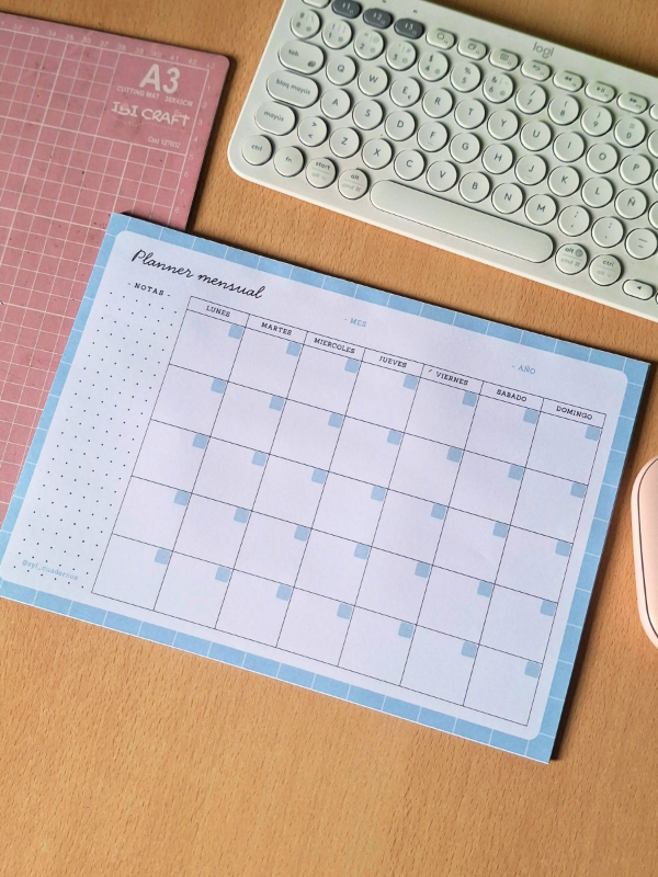 Producto - Planner mensual HIELO - encolado