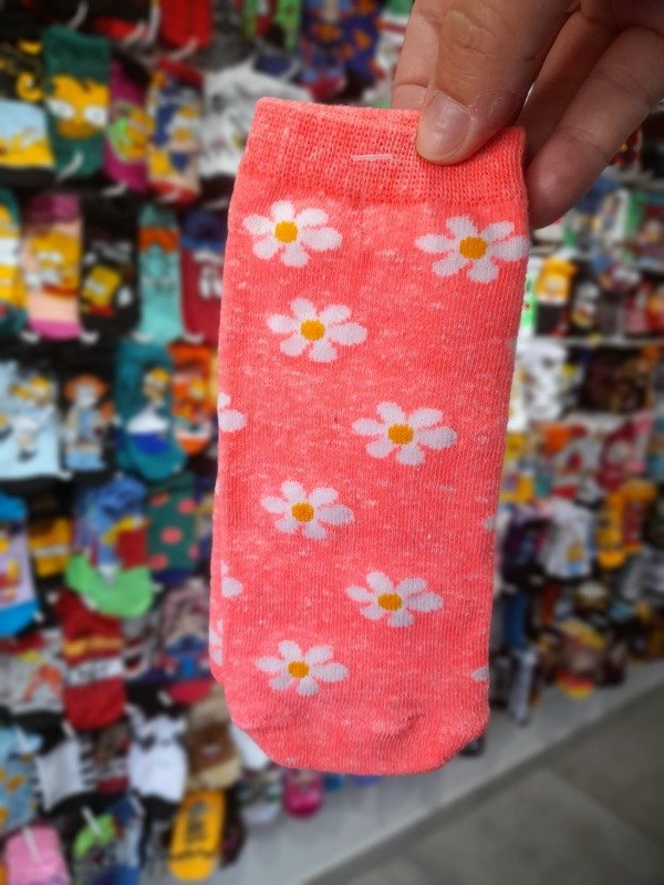 Producto - Soquete Adulto Margaritas Fondo Coral