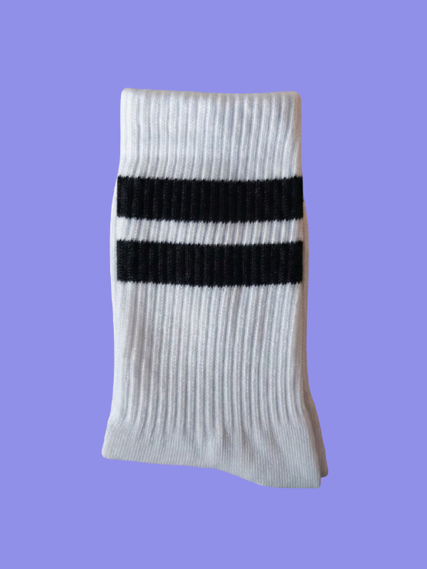 Producto - MEDIA 3/4 Old School - Blanca líneas negras.