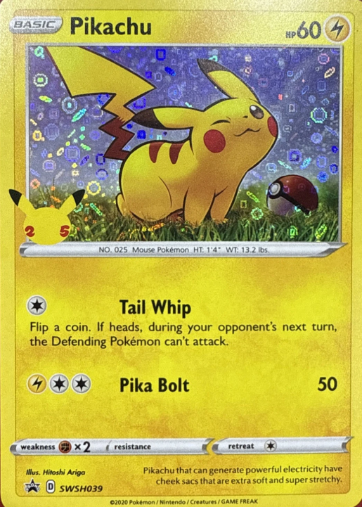 Producto - Pikachu TCG 25th Anniversary SWSH039 General Mills Confetti Holo Promo