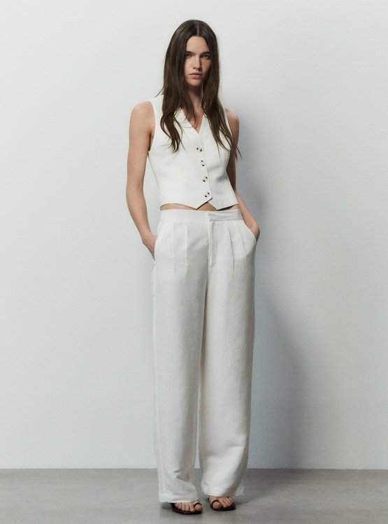 Producto - Chaleco de Lino Iris Blanco