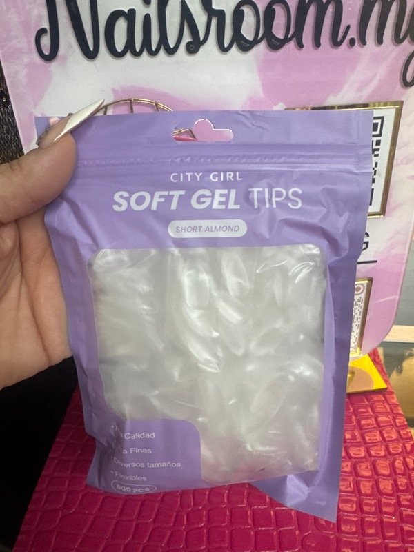 Producto - Tips para soft gel city girl almendra corto x600 unid