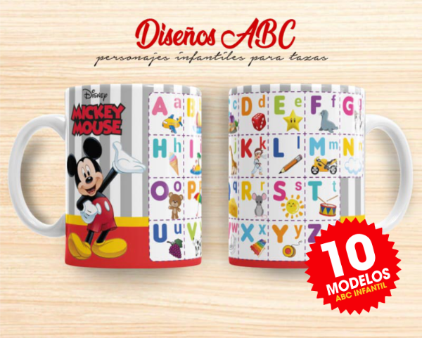 Producto - Plantillas Tazas ABC Infantiles Personajes Diseños para sublimar #t544
