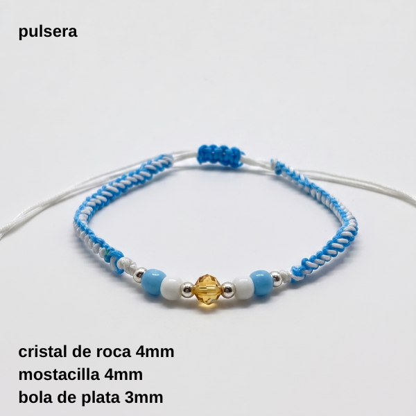 Producto - PUL #FP - Pulsera tejida mostacilla y cristal de roca 4mm Argentina (DÓLAR)