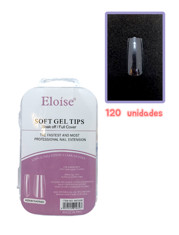 Producto - Tips soft gel cuadrados Eloise x120 unidades
