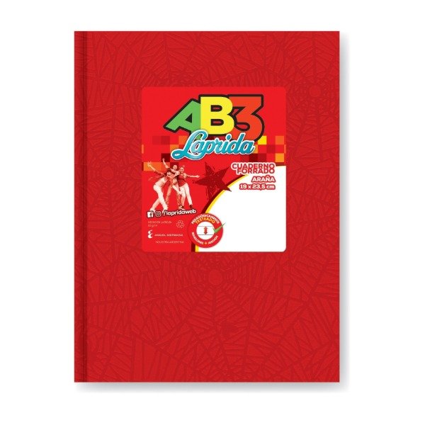 Producto - CUADERNO LAPRIDA AB3 T/C Araña ROJO 98H Rayado