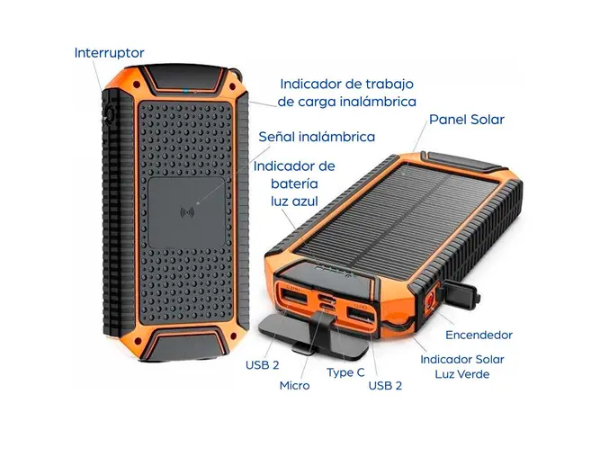 Producto - Cargador de Batería Solar Gadnic Power Bank Inalambrico -Gadnic (BC000060) - 5
