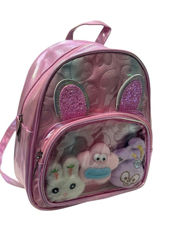 Producto - Mochilita de nena rosa con Peluchitos en bolsillo delantero