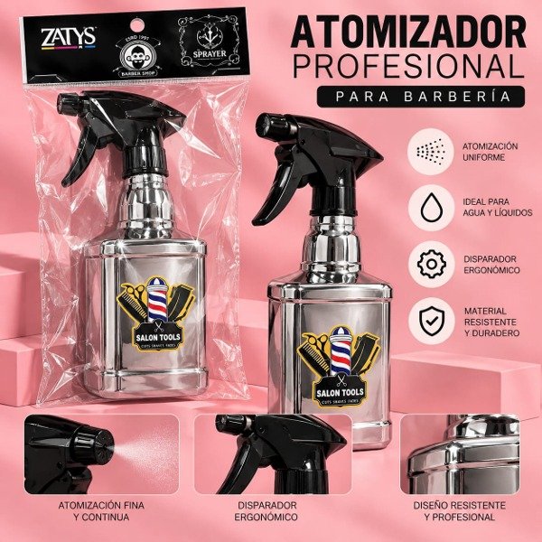 Producto - ATOMIZADOR DE BARBERIA PLATEADO ELOISE