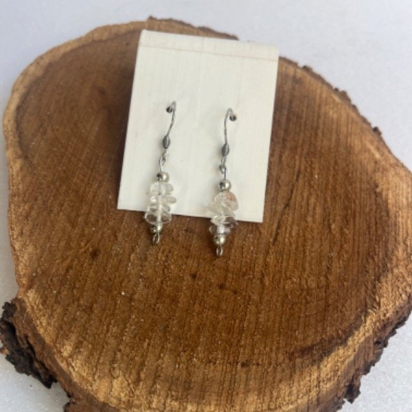 Producto - Aros de Cuarzo Cristal  - Acero Quirúrgico (2 Unidades)
