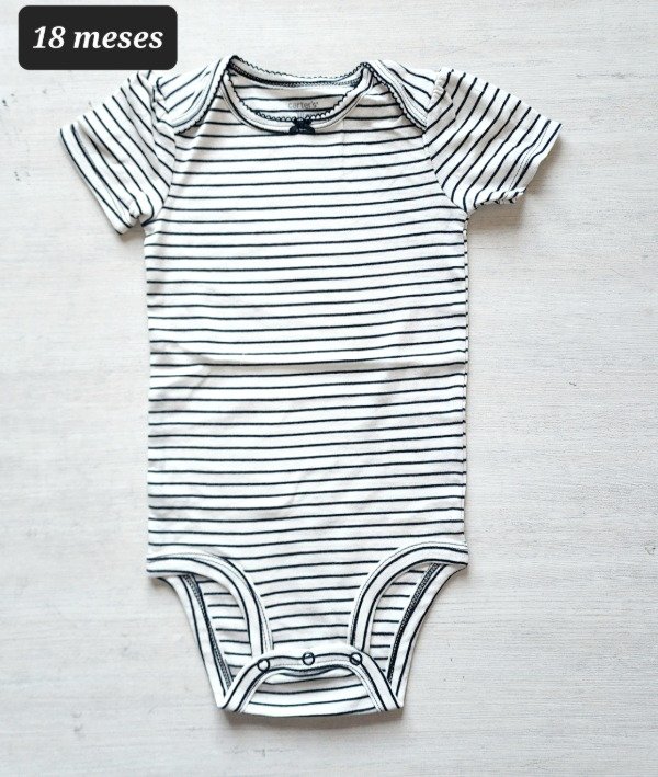 Producto - Body manga corta carters talle 18 meses rayado bco negro
