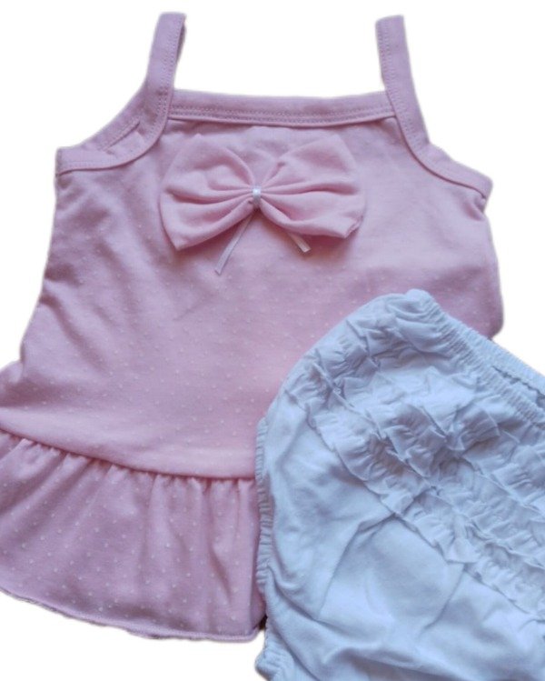 Producto - Musculosa moño + cubrepañal (Rosa)