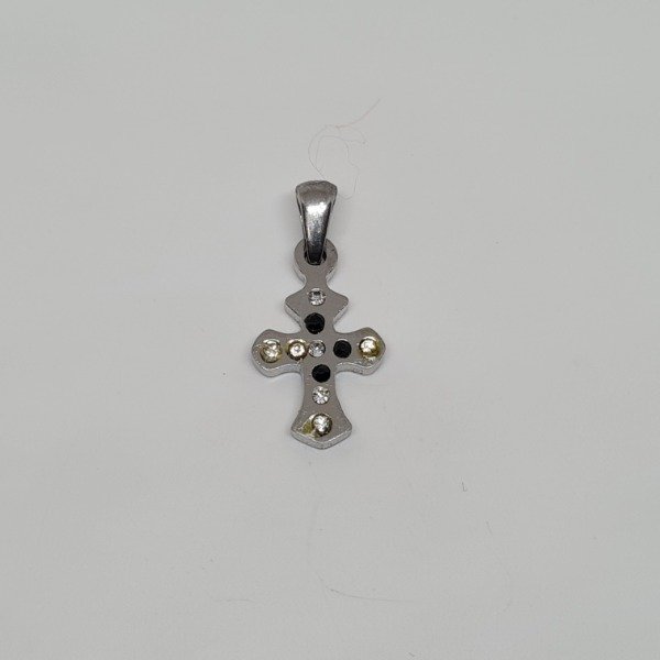 Producto - Dije cruz mini acero con cubic