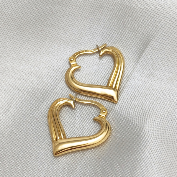 Producto - Aros argolla Corazón inflado Oro 18kt Italiano - 2
