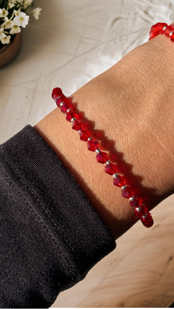 Producto - Pulsera de plata piedras rojas P297