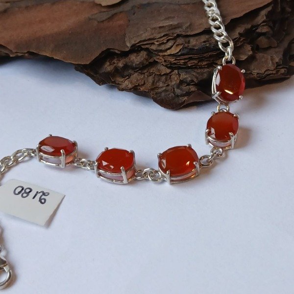 Producto - Pulsera Plata 925 con ágata cornalina facetada