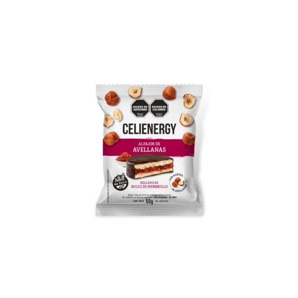 Producto - Alfajor de Avellana Negro Relleno con Membrillo x 50g CELIENERGY