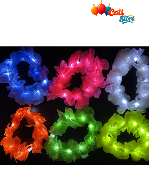 Producto - Corona Hawaiana Led Tela Color Liso