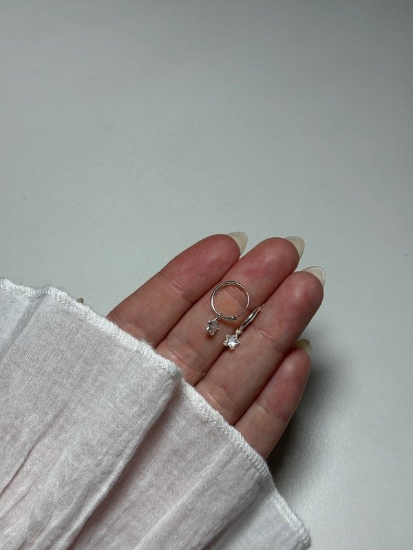 Producto - Argollas lisas con dije estrella - 1