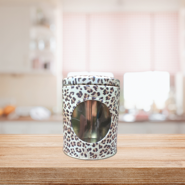 Producto - Lata Especias/Frutas secas con visor cilíndrica 9x10 Animal Print