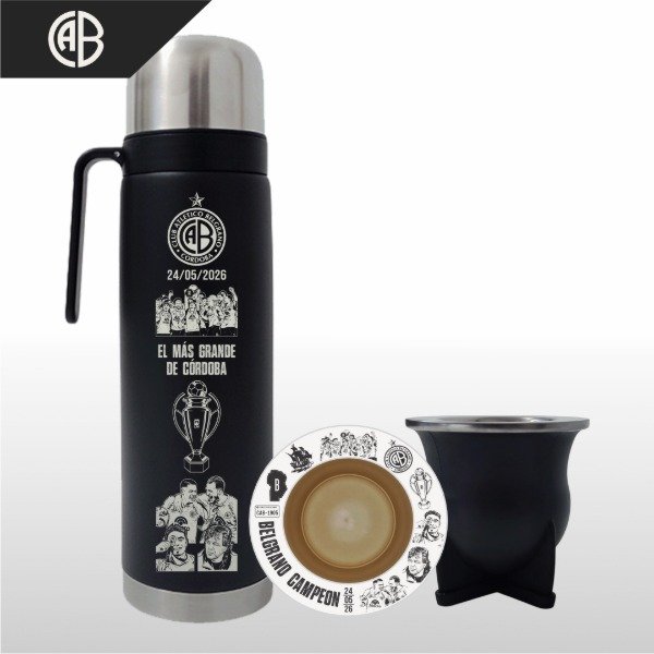 Producto - SET MATE PERSONALIZADO + TERMO MEDIA MANIJA BELGRANO CAMPEÓN V2 - 0