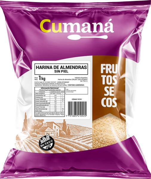 Producto - Harina De Almendras Repeladas Calidad Premium Sin Gluten Cumana 1Kg
