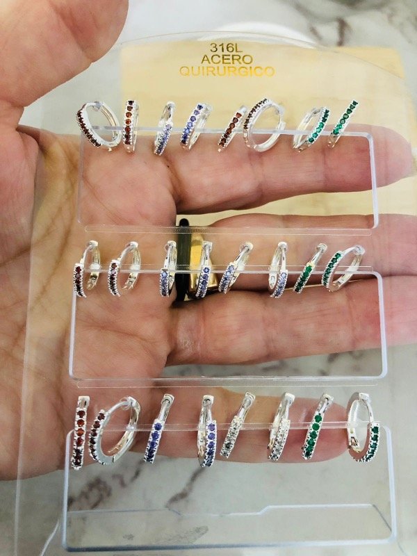 Producto - Blíster micropave Colores x12 pares Acero Blanco