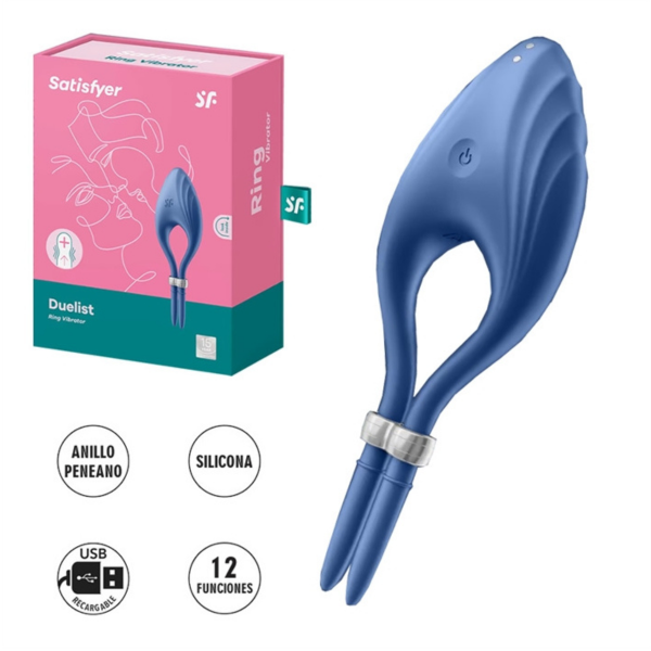 Producto - Anillo Peneano Regulable Vibrador Satisfyer Duelist (Recargable) - 4
