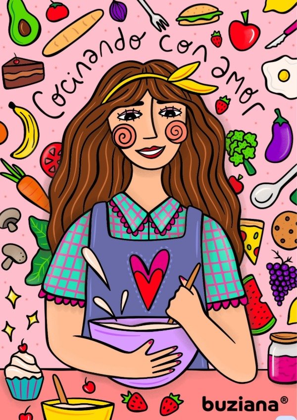 Producto - Lámina Buziana 30x45 ""COCINANDO CON AMOR"