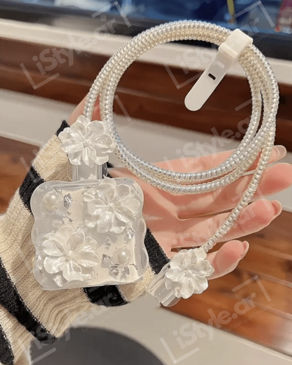 Producto - Protector de cargador flowers white 5p