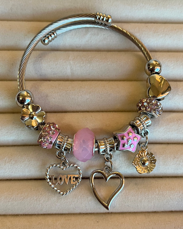 Producto - Pulsera charms esclava rosa