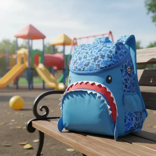 Producto - Mochila tiburón celeste para chicos con personalidad