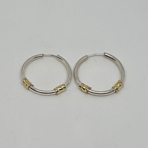 Producto - Aros Cubanos Plata y Oro N1 16mm