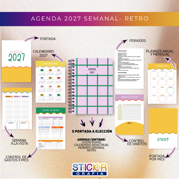 Producto - Agenda 2027 semanal Retro